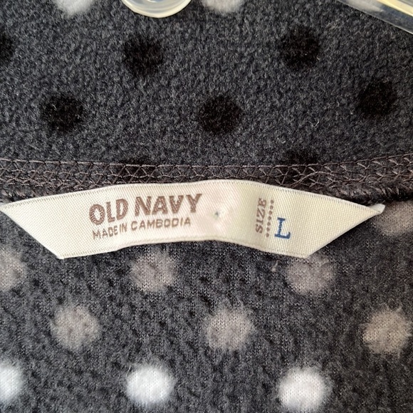 Old Navy polar fleece pullover quarter zip gray polkadot size large - Picture 3 of 13